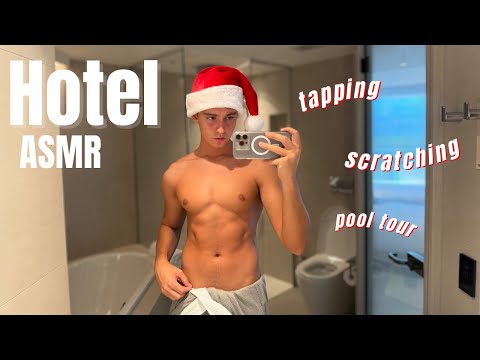 Hotel ASMR | Mouth Sounds, Tapping + Scratching w- Tour of Resort Pool 👀