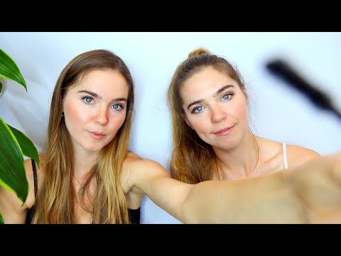 ASMR TWINS Fall Makeup On You + Pampering Personal Attention (whispered)