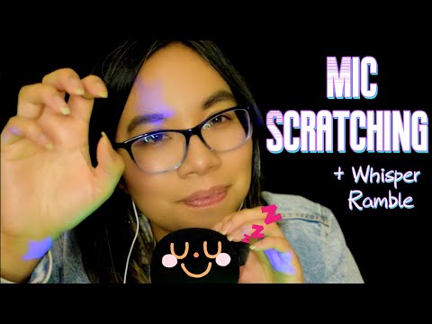 ASMR SLOW MIC SCRATCHING & WHISPER RAMBLE FOR SLEEP (Close up Whispering) 🤎😴 [Brown Noise]