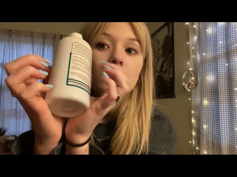 asmr tapping with long nails 💓 whispered, water sounds, spraying sounds, glass tapping
