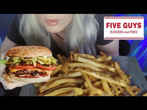 ASMR Five Guys Burgers & Fries Mukbang | Mr. Beast Channel Drama? | Whispered Chit Chat