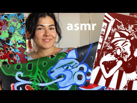 ASMR| Explaining my artwork (page turning, sticky tapping, ramble)