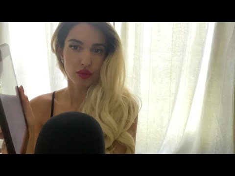 ASMR Whispered Trivia Questions & Answers, Lip Gloss (beginning), Kisses, Tapping, & Tongue Clicking