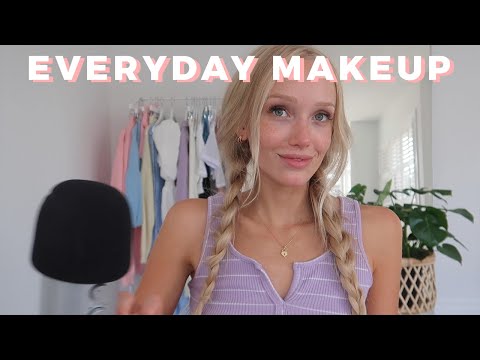 ASMR EVERYDAY SUMMER MAKEUP! whispers, tapping, lid sounds...