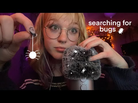 ASMR searching for bugs 🐛🐜🐞 — fluffy mic sounds and inaudible whispering