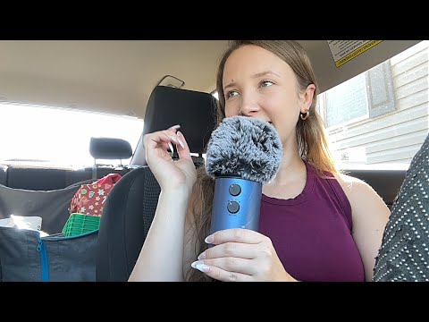 ASMR | up-close whispers, hand movements, fluffy mic scratching 💛
