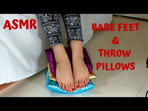 ASMR Bare Feet Caressing and Beating Up Pillows
