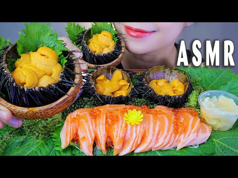 ASMR TRỨNG NHUM BIỂN  | Japanese sea urchin and salmon sashimi | LINH-ASMR