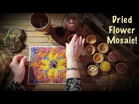 ASMR Dried Flower Mosaic! (Soft Spoken) Soft sounds of mortar & pestle, dried herbs & flowers.