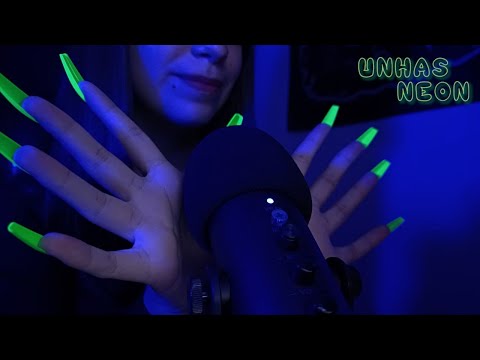 ASMR - Nails tapping & tongue clicking (unhas neon)