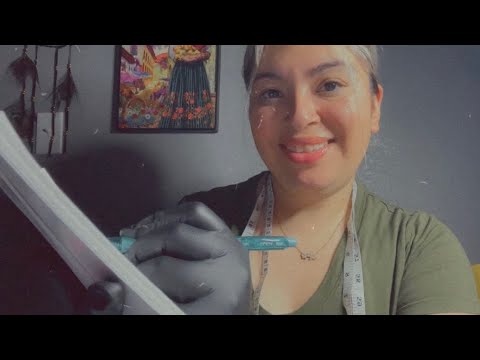 ASMR| Measuring your face- personal attention, whispering, gloves & writing sounds