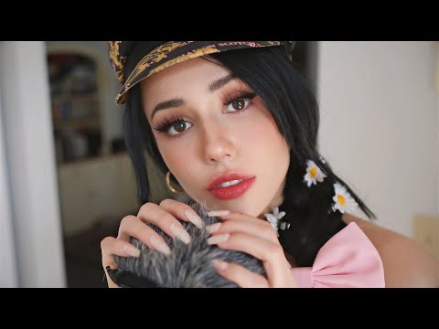 ASMR - mic petting wiff long nails + whispering stuffs 2 u and some lens tapping