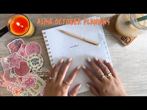 ASMR October Goal Setting | Plane October With Me | Planner ASMR | Writing Sounds, Tapping, Tracing