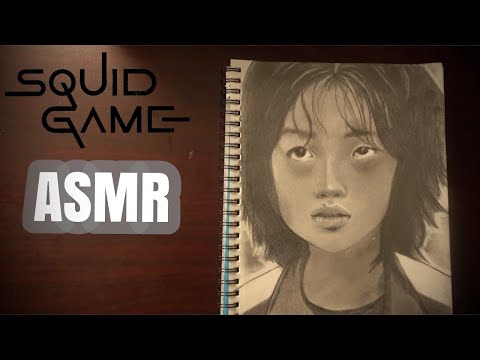 [ASMR] Drawing Hoyeon Jung from squid games ( crisp drawing sounds & whispers)