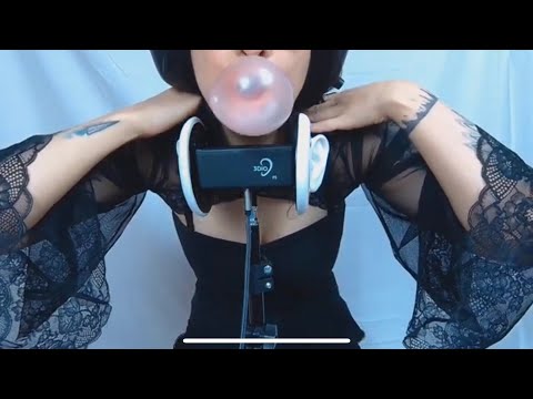 BUBBLEGUM popping/chewing in your EARS! ASMR Bubble reverse snapping + burping