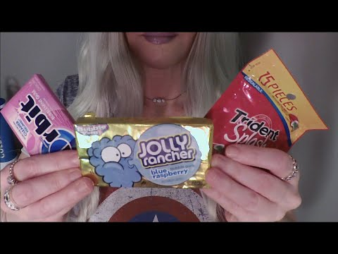 ASMR Chewing Gum Taste Test | Trident, Jolly Rancher, Orbit | Whispered Ramble, Quiet Bubble Blowing