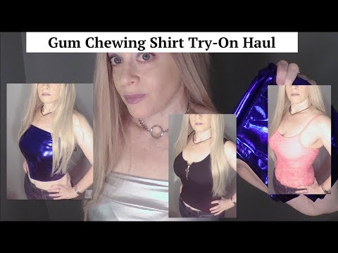 Shirt Try On Haul| ASMR| Gum Chewing