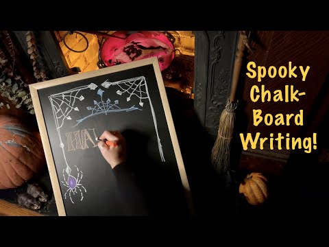 ASMR Frightful Cafe Menu! (No talking only) Writing with Chalkboard crayons~Cool layered sounds!