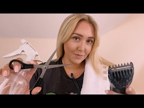 ASMR Barbershop 💈 Fast Pace Haircut and Shave (Typing, Brushing, Razor, Cutting)