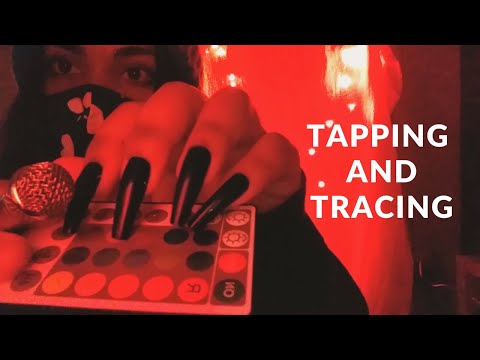 ASMR Tapping and Tracing with Long Nails and Mini Mic - Box, LED Remote, Eyeshadow Palette, Glasses