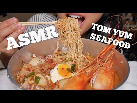 ASMR THAI SPICY TOM YUM SEAFOOD Noodle Soup (EATING SOUNDS) | SAS-ASMR