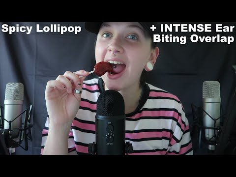 ASMR Spicy Mango Lollipop With [Intense] Ear BITING Overlap
