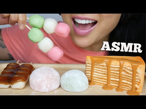 ASMR CREPE CAKE + MOCHI + DANGO (SOFT EATING SOUNDS) NO TALKING | SAS-ASMR