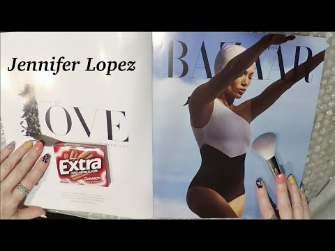 ASMR Juicy Gum Chewing Magazine Flip Through | Jennifer Lopez | Tingly Whisper