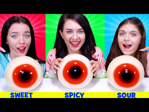 ASMR Sweet vs Spicy vs Sour Food Challenge By LiLibu #3