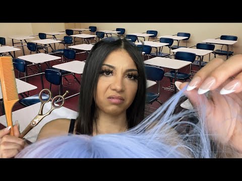ASMR| Mean Girl Cuts Your Hair In Class 💇‍♀️ Agressive roleplay