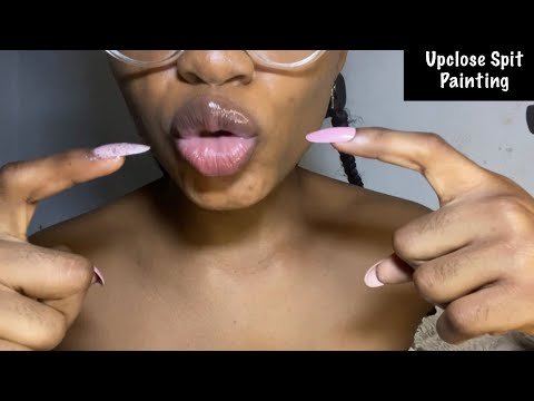 ASMR ￼Up close Spit Painting| Wet and Dry Mouth Sounds (no talking) 20 mins +