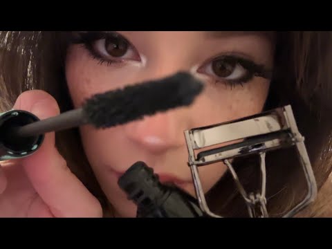 eyelash curling + mascara applying (asmr)