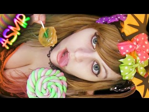 ASMR 🍭 Lollipop Licking ░ Mouth Sounds ♡ Caramel Apple, Marshmallow, Candy, Food, Eating, Crinkle ♡