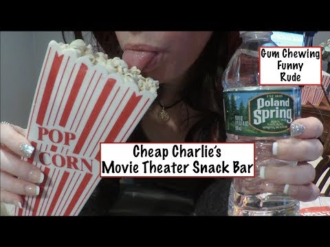 ASMR Cheap Charlie's Movie Theater Snack Bar. Gum, Whisper, Funny
