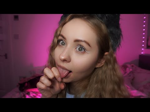 ASMR  Intensive Mouth Sounds & Cat Purring from me