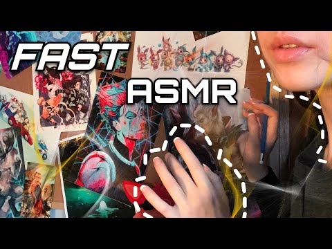 (fast asmr) Tracing Objects w/ Press-On Nails ( spotify trigger, lip mask application, room tour + )
