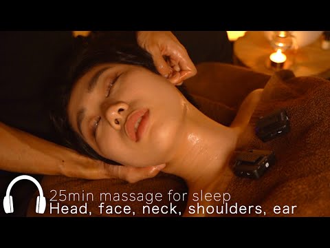 Head, neck, shoulder and ear massage to fall asleep in 25 min【PART】25分で寝落ちする頭首肩耳マッサージ｜#TsukiMassage
