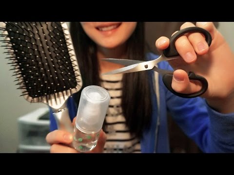 ASMR ★ 3D Hair Cut Role Play (feat. spray, hair brush, scissors, whisper) - Personal Attention