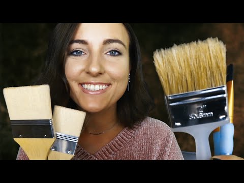 Brushing the camera/your face with new paint brushes ASMR