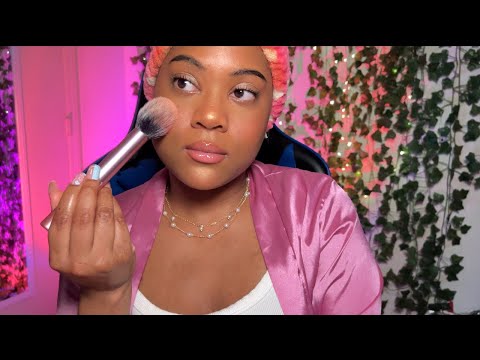 Asmr doing my makeup🧸 Relaxing whispers + Tingly Tapping✨