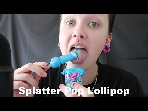ASMR Splatter Pop Lollipop [Insanely Blue Tongue Haha]