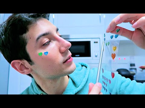 ASMR Painting Your Face for Valentine's Day 💚💙