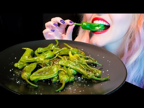 ASMR: Oily & Crunchy Spanish Padrón Peppers | At One Bite ~ Relaxing Eating Sounds [No Talking|V] 😻