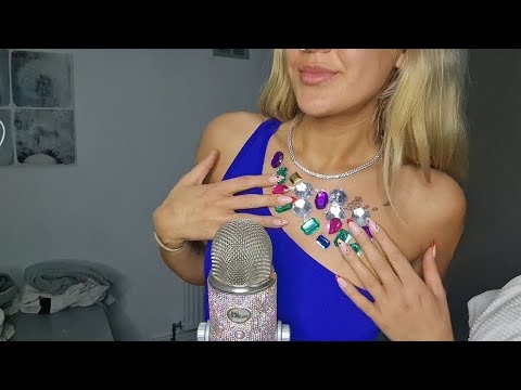 ASMR | Jewel tapping and scratching 💫 (Whispers, nail tapping, hand movements)