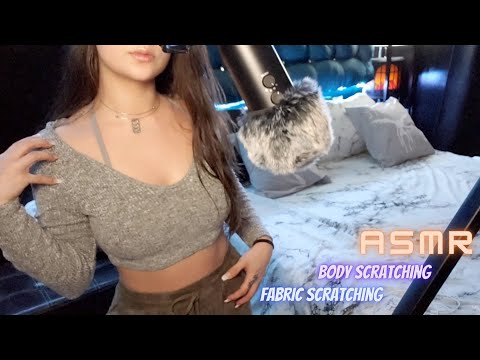 ASMR Relaxing Fast Fabric Scratching, Body Triggers, Shirt Scratching, Collarbone Tapping Whispered