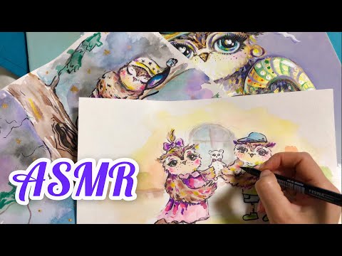 АСМР/ASMR Рисую иллюстрации. Обзор новой картины ♥️