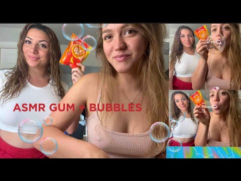 ASMR Chewing Gum & Blowing Bubbles ( with a friend )