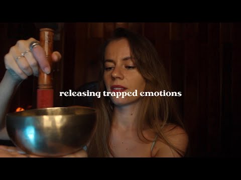 ASMR REIKI releasing blocked emotions | cord cutting, energy pulling, singing bowl, hand movements