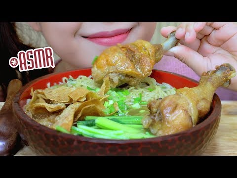 ASMR Mukbang roasted chicken drumstick noodles, gulping eating sounds,+食べる,咀嚼音,BJ먹방 이팅| LINH-ASMR