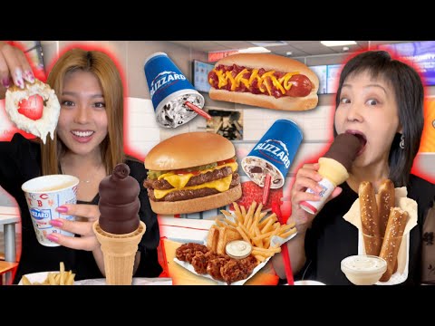 DAIRY QUEEN FEAST! GIANT CHOCOLATE ICE CREAM CONES, CHILI CHEESE DOGS, BURGERS, ONION RINGS, CHICKEN